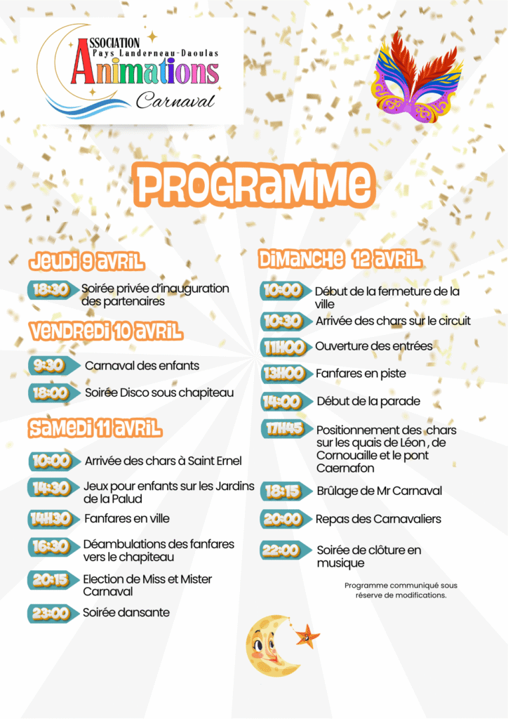 Programme Carnaval de la Lune Étoilée 2026 à Landerneau