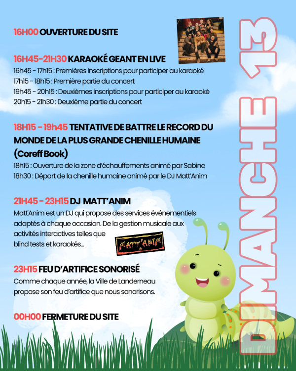 Programme Elorn en fetes à Landerneau – Dimanche 13 juillet 2025 Programme Elorn en fetes à Landerneau - Dimanche 13 juillet 2025
